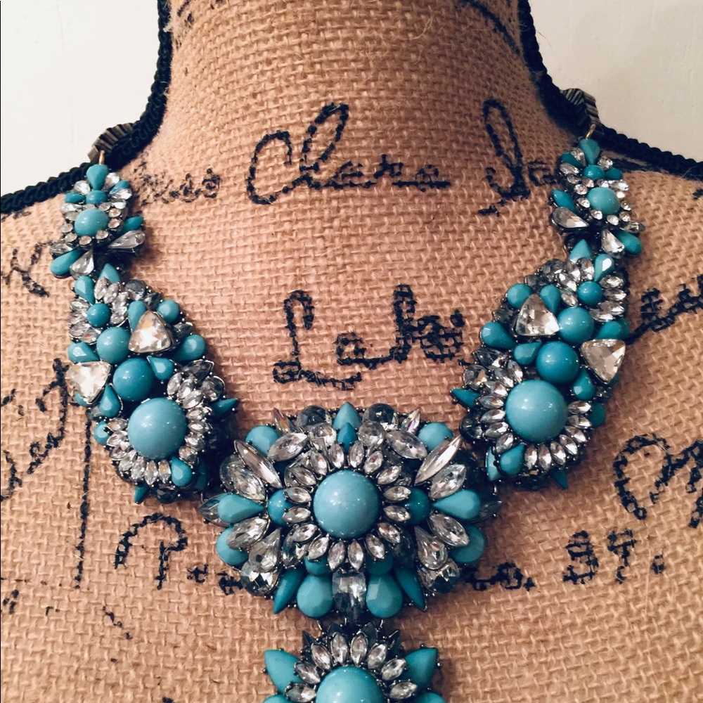 Geourgeous Blue Torquize Floral Necklace Custom - Picture 2 of 3